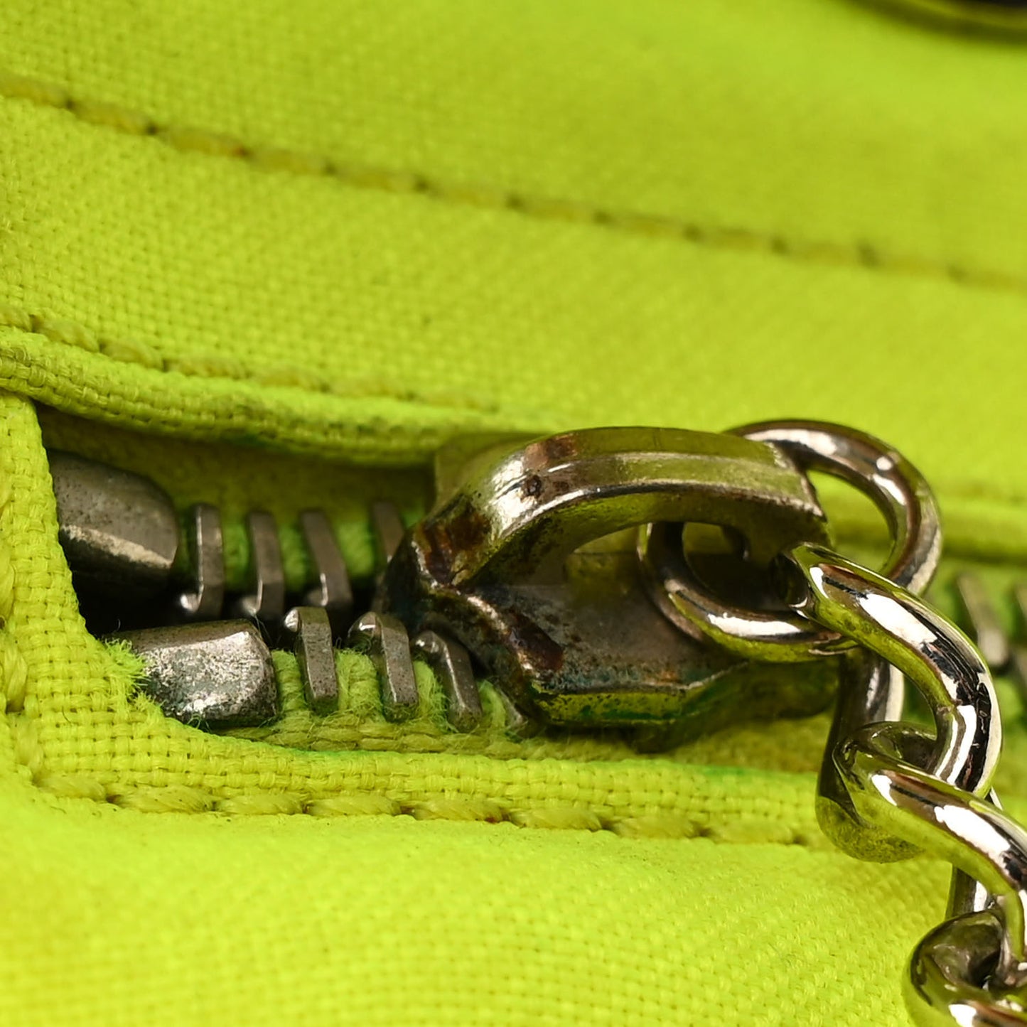 Coated Canvas Quilted Large Paris Biarritz Tote Neon Yellow