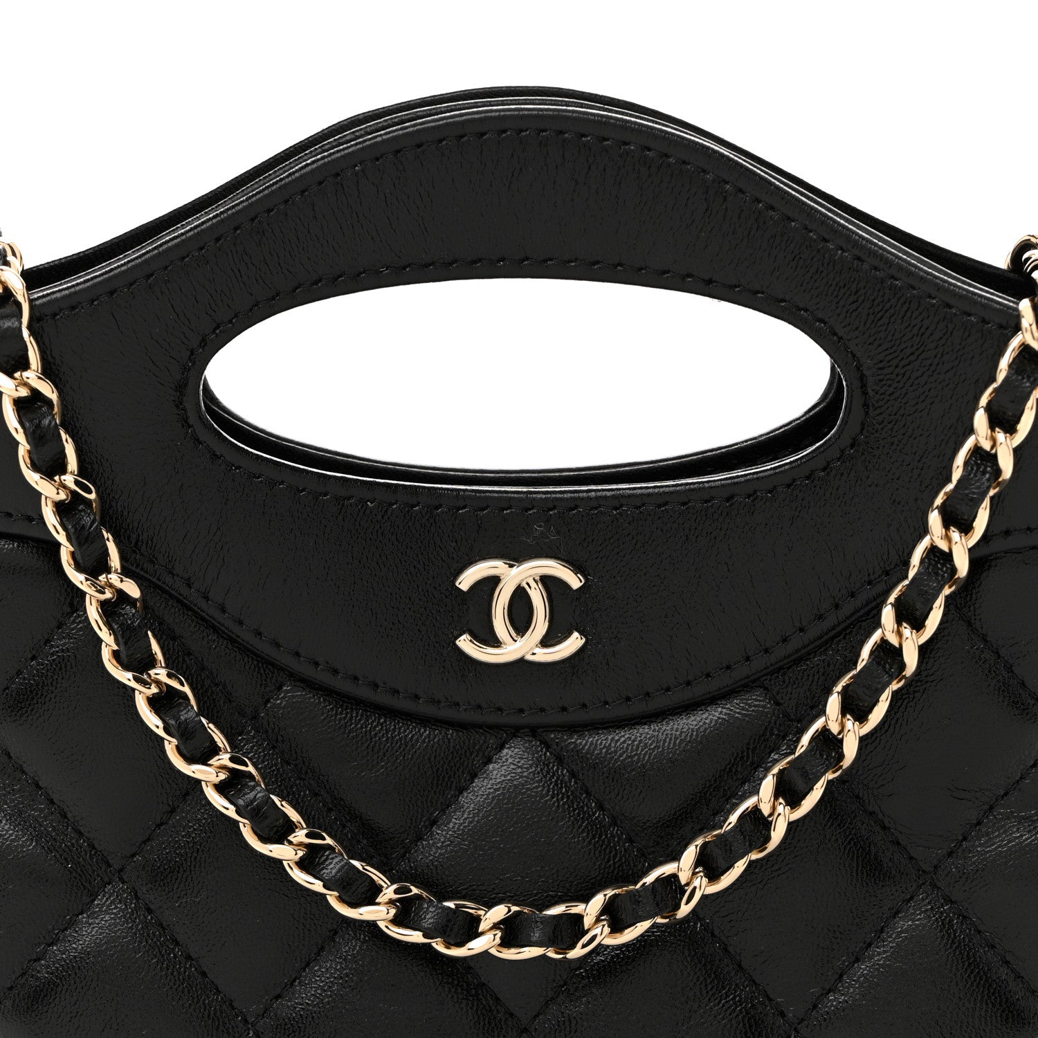 Chanel Shiny Crumpled Calfskin Quilted Nano 31 Shopping Bag Black 8 of 11