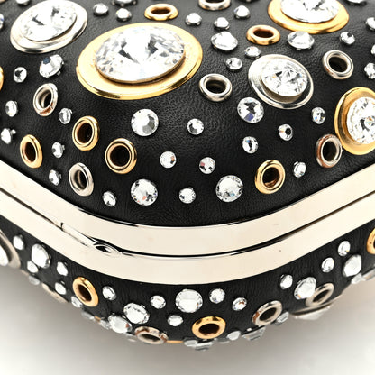 Alexander McQueen Nappa Crystal Skull Knuckle Box Clutch Black 8 of 9