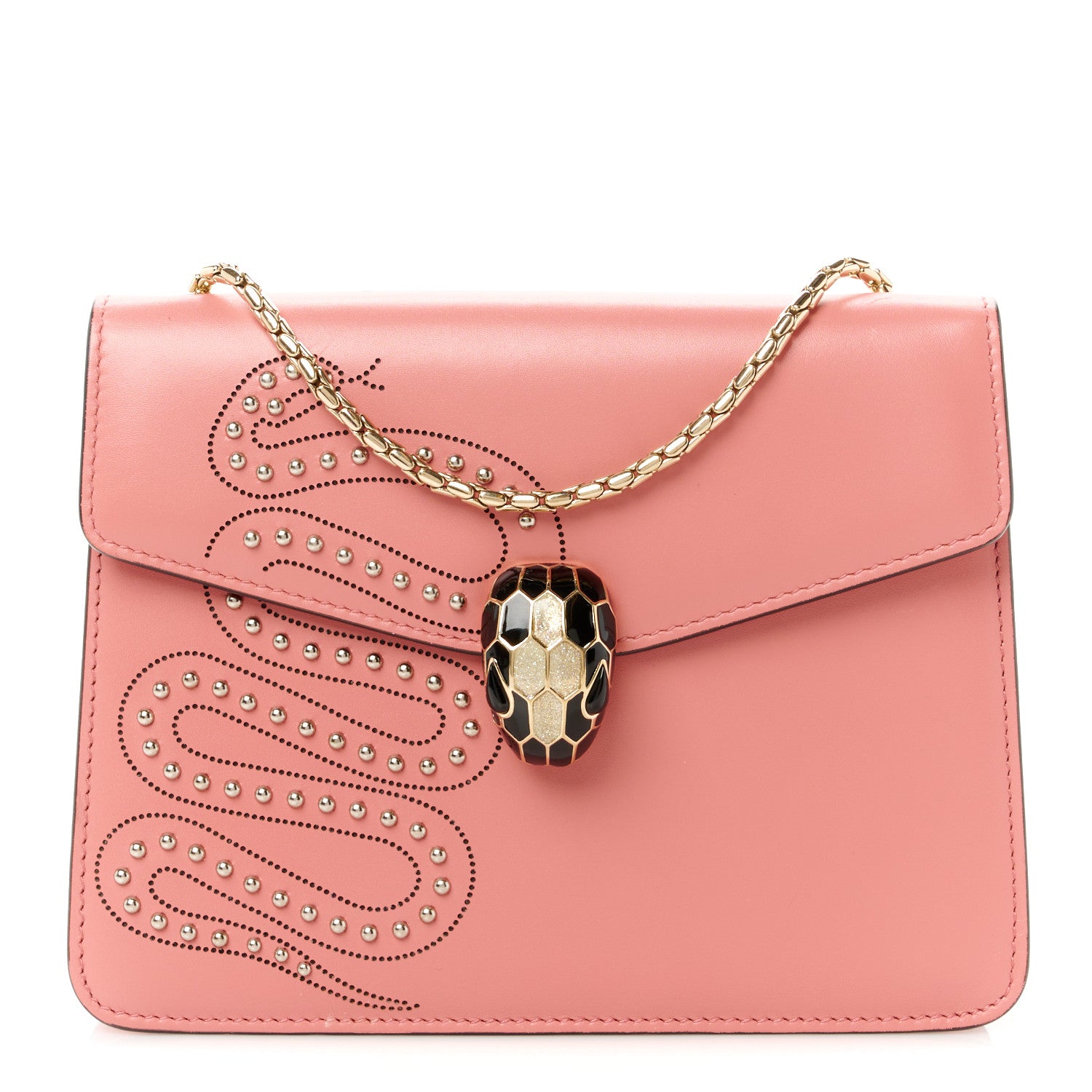 Bulgari Nappa Embellished Serpenti Forever Crossbody Pink 1 of 10