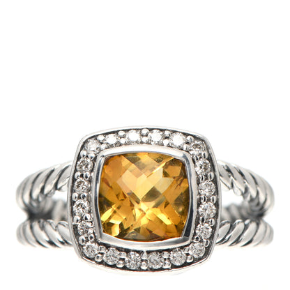 David Yurman Sterling Silver Diamond Citrine 7mm Petite Albion Ring 50 5.5 1 of 4