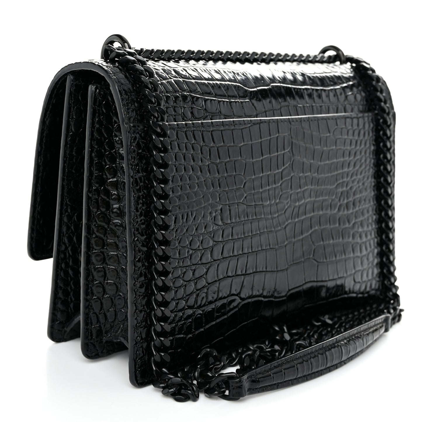 Calfskin Crocodile Embossed Medium Monochrome Monogram Sunset Black
