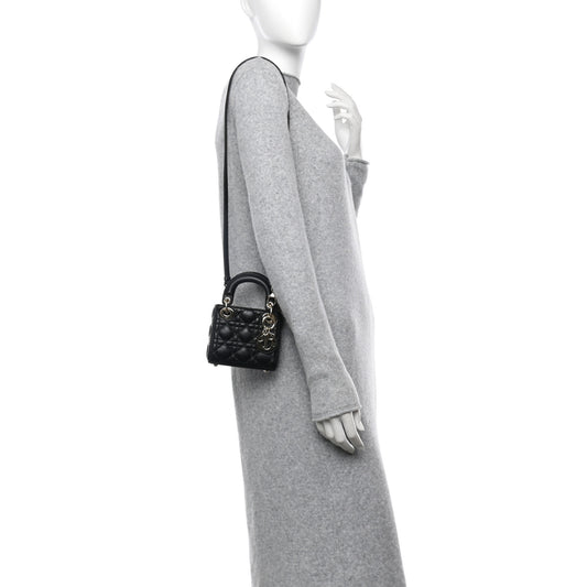 Lambskin Cannage Micro Lady Dior Black