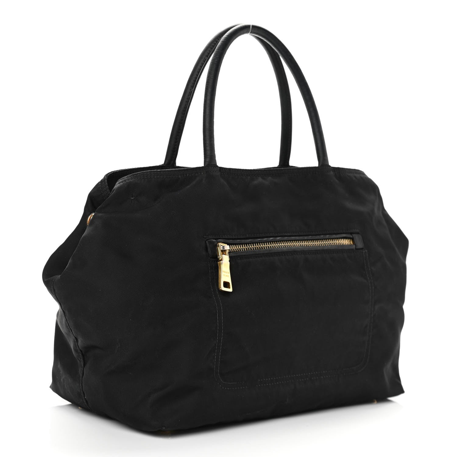 Prada Nylon Calfskin Tote Black 2 of 9