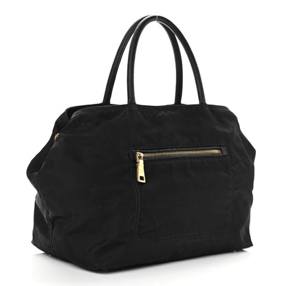 Prada Nylon Calfskin Tote Black 2 of 9