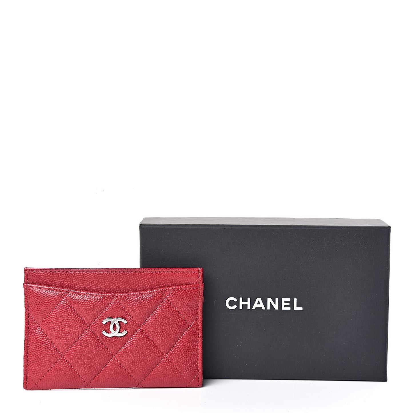 Caviar Quilted Card Holder Dark Pink