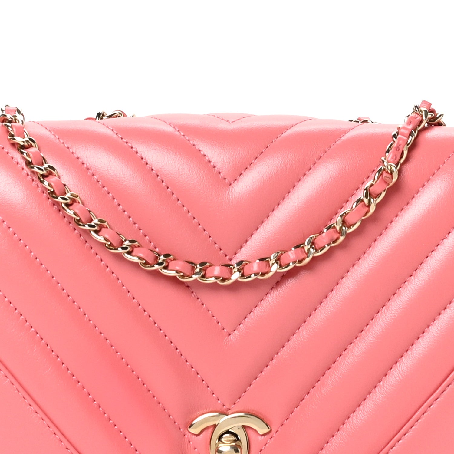 Chanel Calfskin Chevron Quilted Mini Statement Flap Pink 8 of 10
