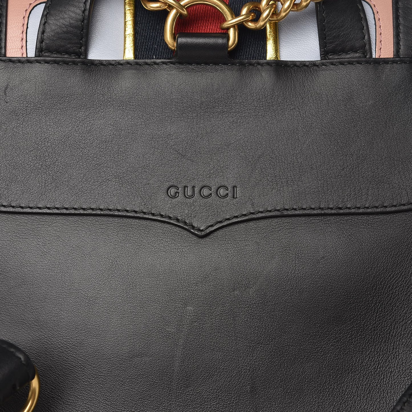 Calfskin Web GG Marmont Flap Chain Backpack Black