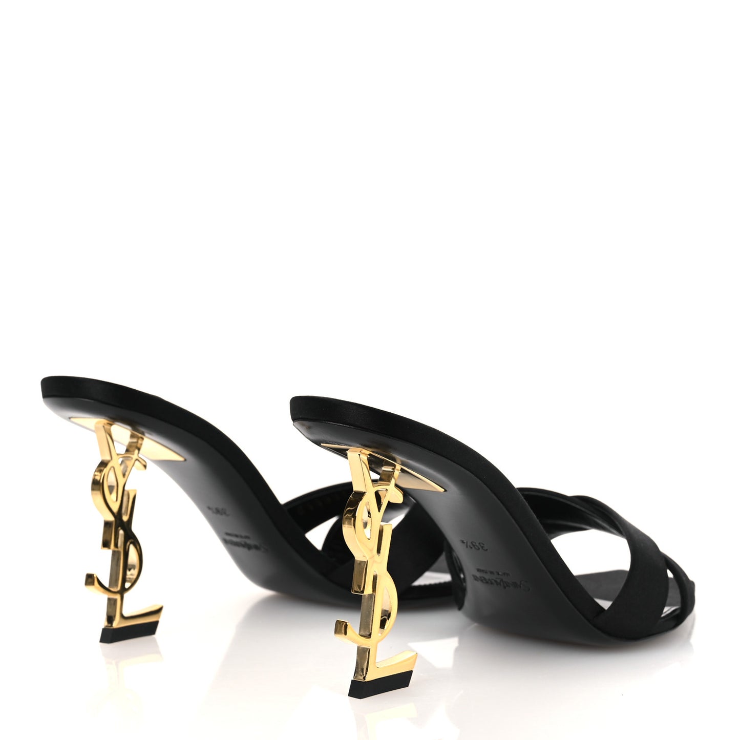 Crepe Satin Crystal Opyum Mules 39.5 Black