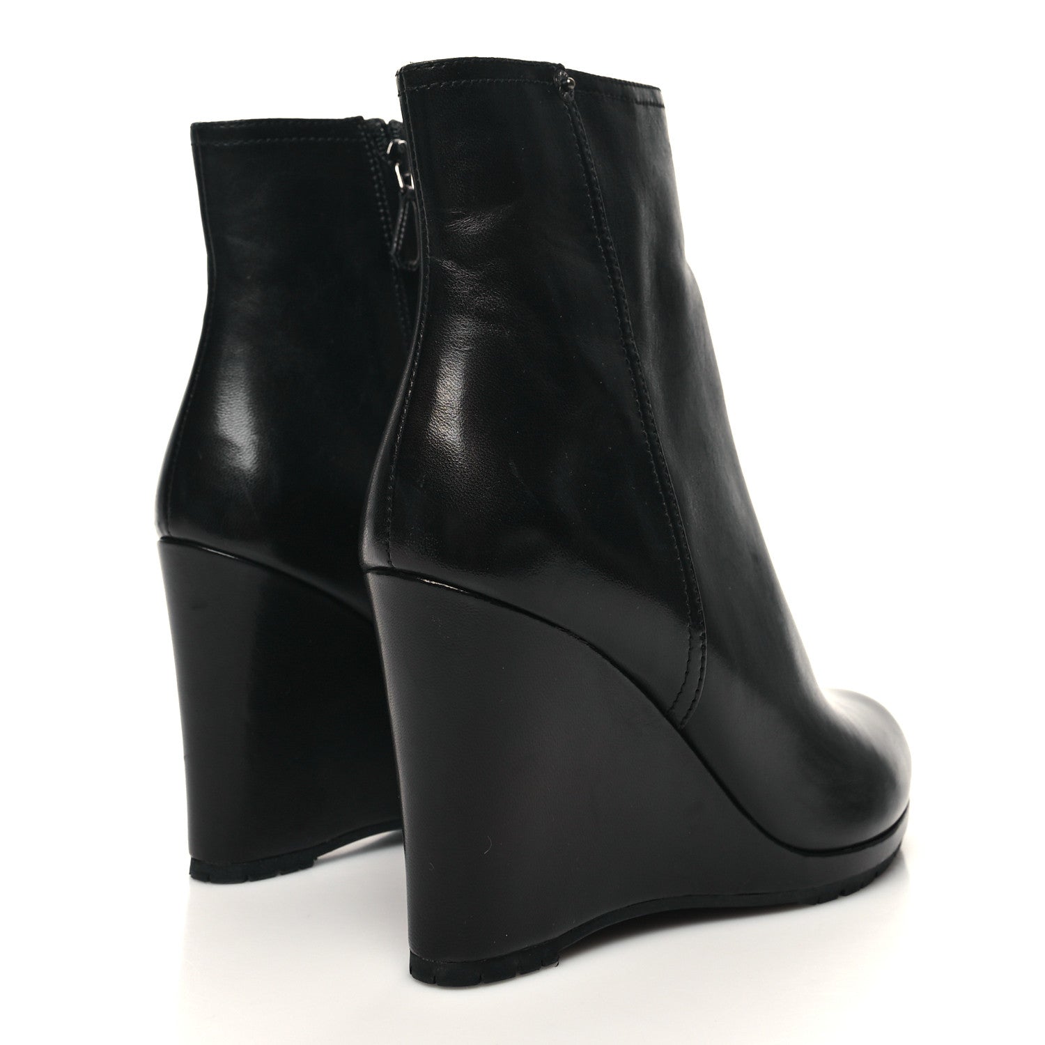 Prada Vitello Wedge Ankle Boots 39.5 Black 4 of 10