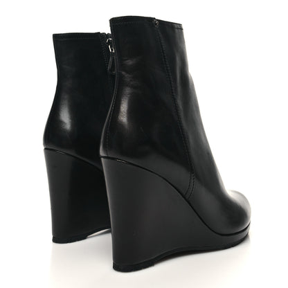 Prada Vitello Wedge Ankle Boots 39.5 Black 4 of 10