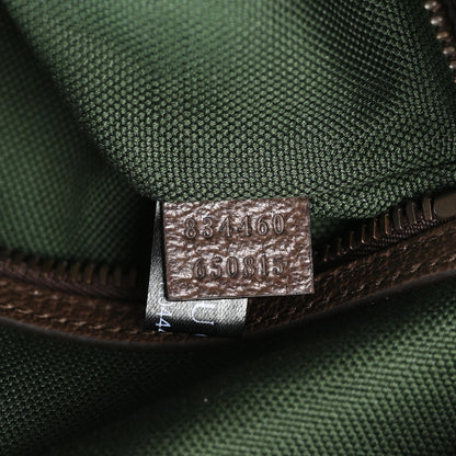 Gucci GG Supreme Monogram Textured Dollar Calfskin Web Medium Savoy Duffle Bag Beige Dark Brown 6 of 9