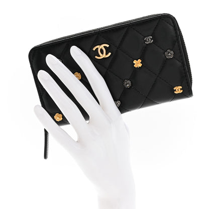 Chanel Lambskin Quilted Small Lucky Charms Zip Around Wallet Black 2 of 11