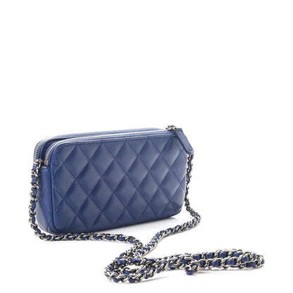Chanel Lambskin Quilted Small Clutch With Chain Blue 4 of 10