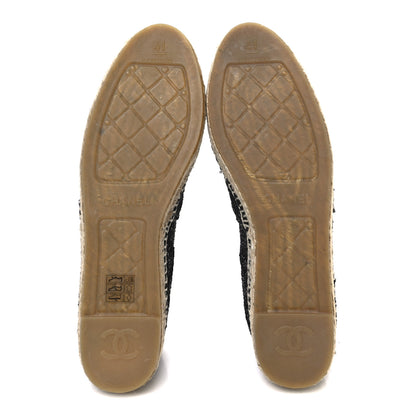 Chanel Tweed Patent Goatskin Sequin CC Espadrilles 41 Black 7 of 12