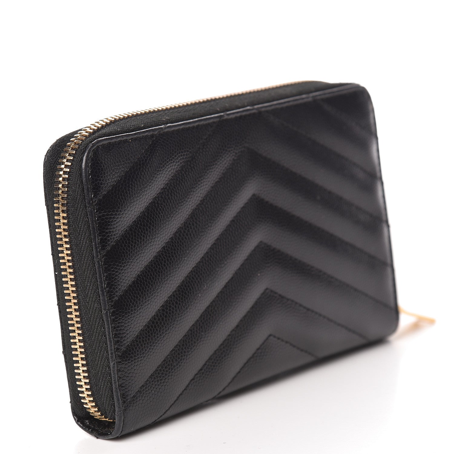 Saint Laurent Grain De Poudre Matelasse Chevron Monogram Phone Wallet Black 3 of 9
