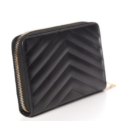 Saint Laurent Grain De Poudre Matelasse Chevron Monogram Phone Wallet Black 3 of 9