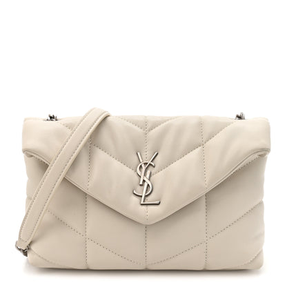 Saint Laurent Lambskin Quilted Toy Loulou Puffer Monogram Chain Satchel Crema Soft 1 of 12