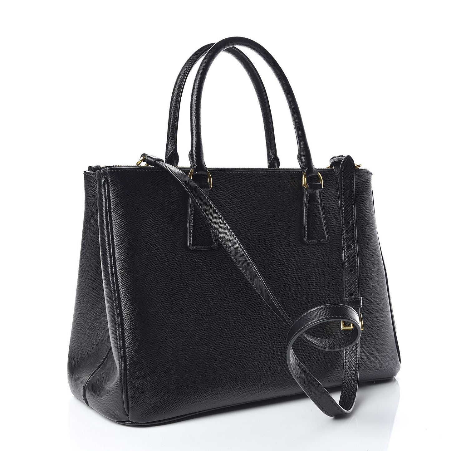 Saffiano Medium Galleria Double Zip Tote Black