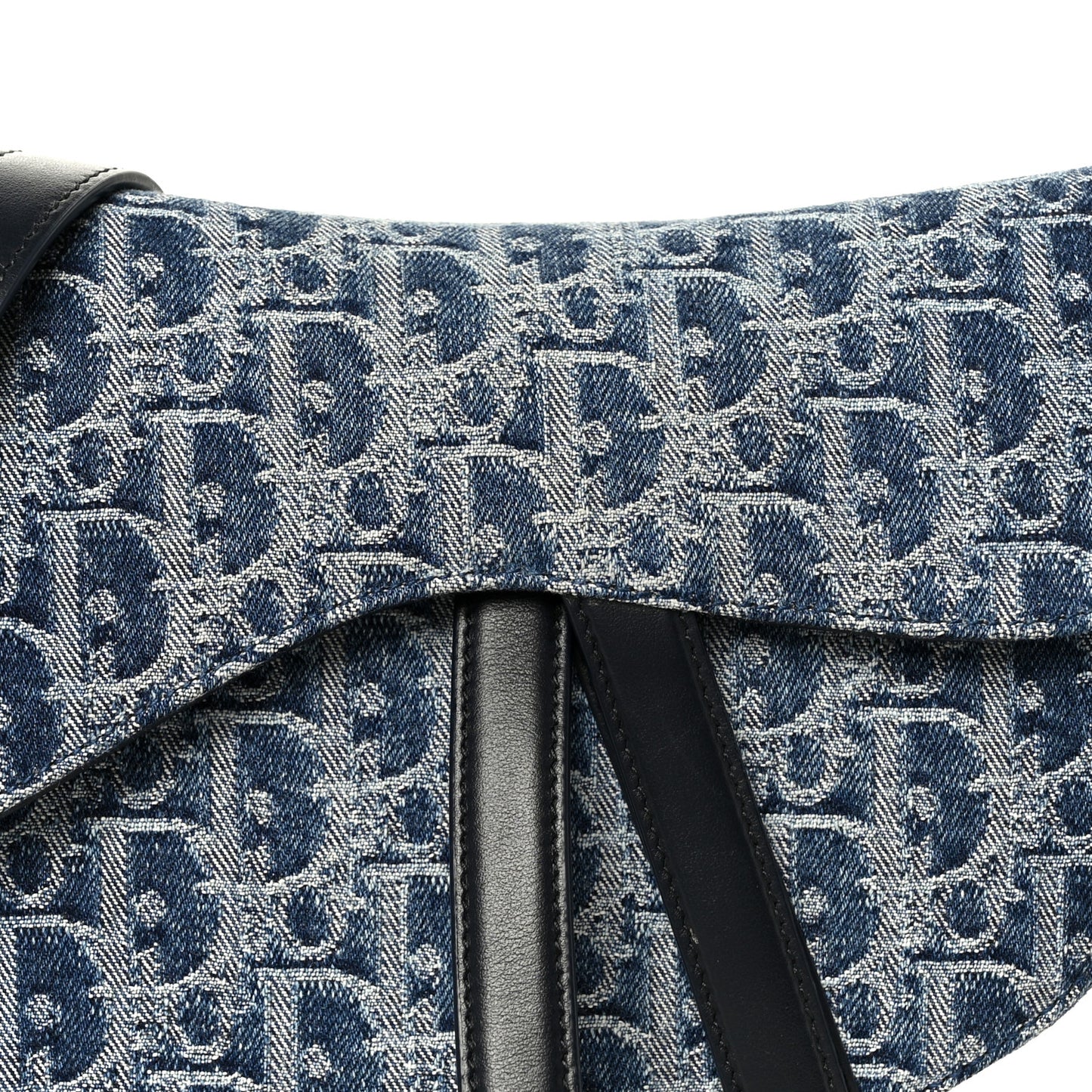 Denim Oblique Jacquard Saddle Bag With Strap Blue