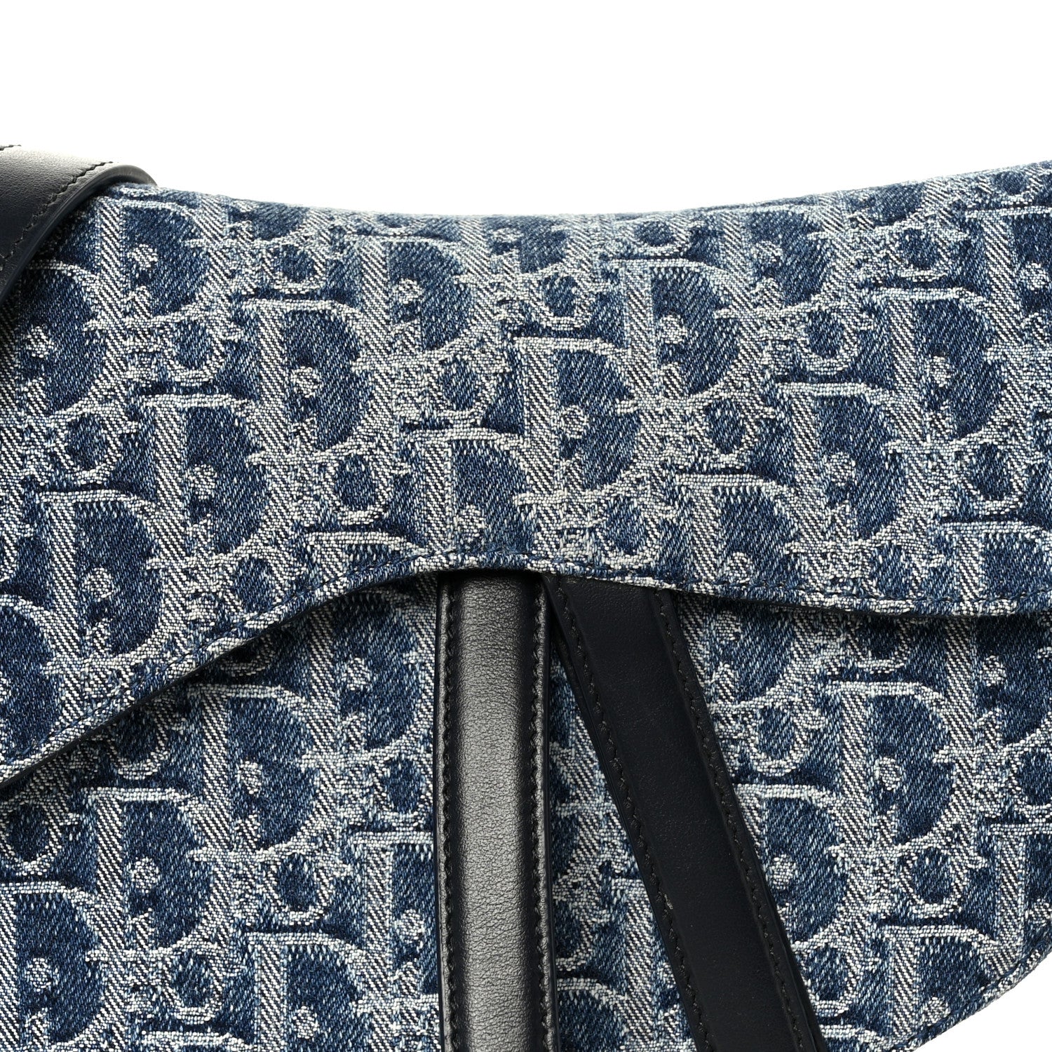 Christian Dior Denim Oblique Jacquard Saddle Bag With Strap Blue 8 of 11