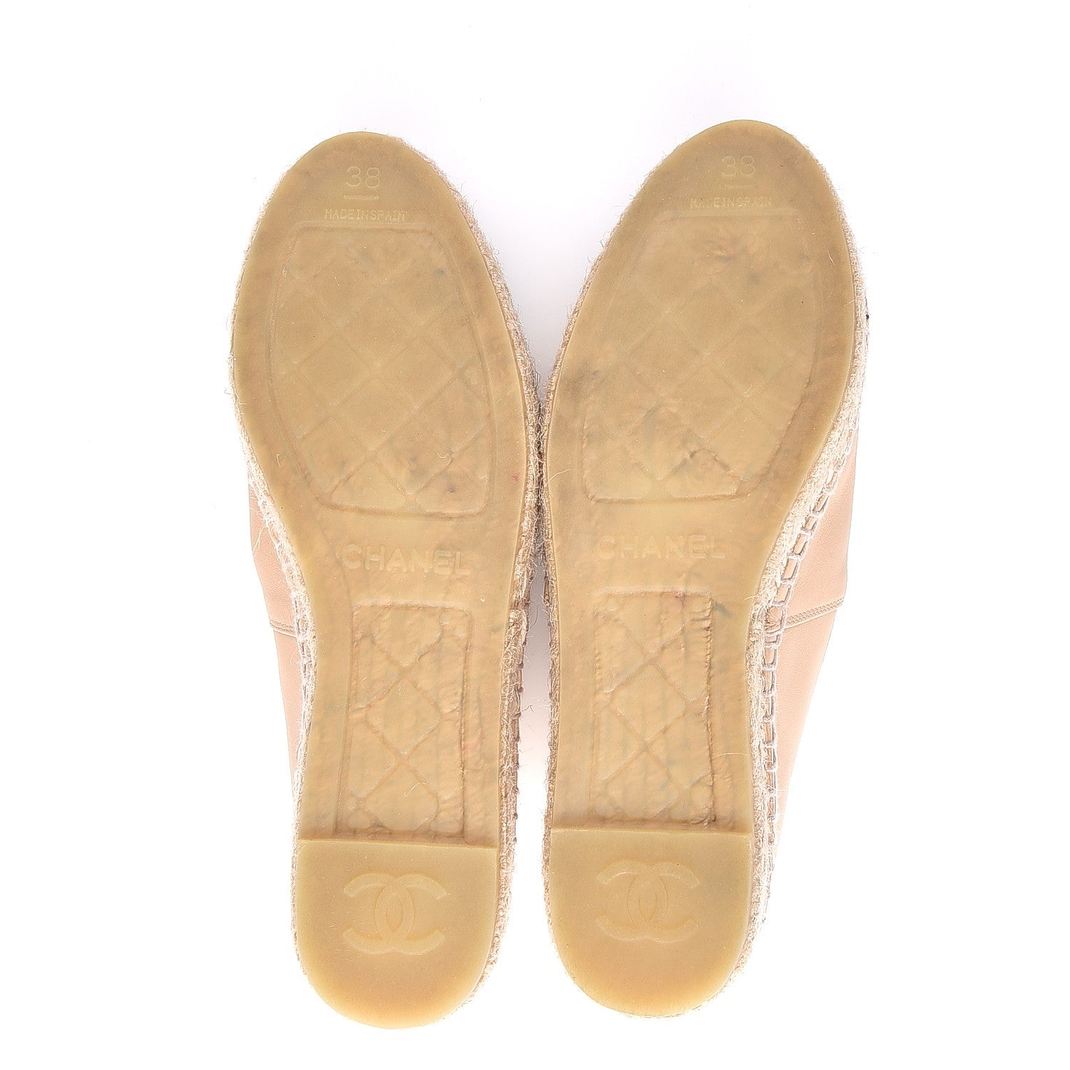 Chanel Lambskin CC Espadrilles 38 Beige Black 5 of 12
