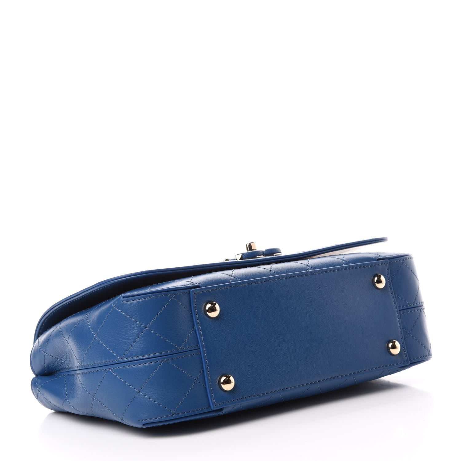 Chanel Calfskin Stitched Medium Covered CC Flap Bag Blue 4 of 12
