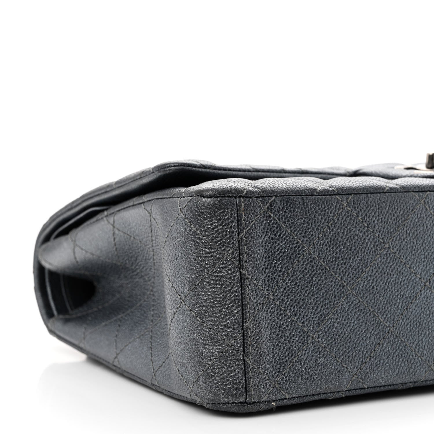 Chanel Metallic Caviar Quilted Maxi Double Flap Charcoal 9 of 11
