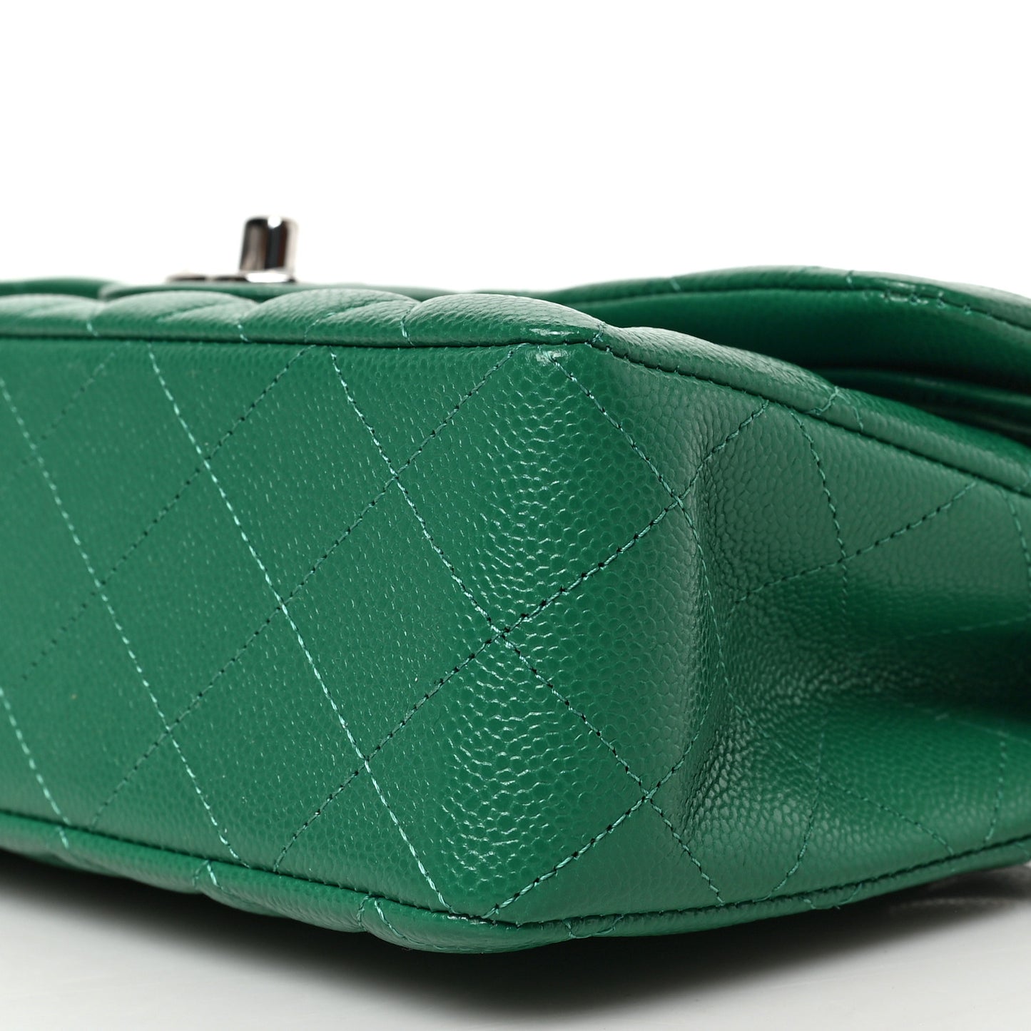 Caviar Quilted Small Double Flap Green