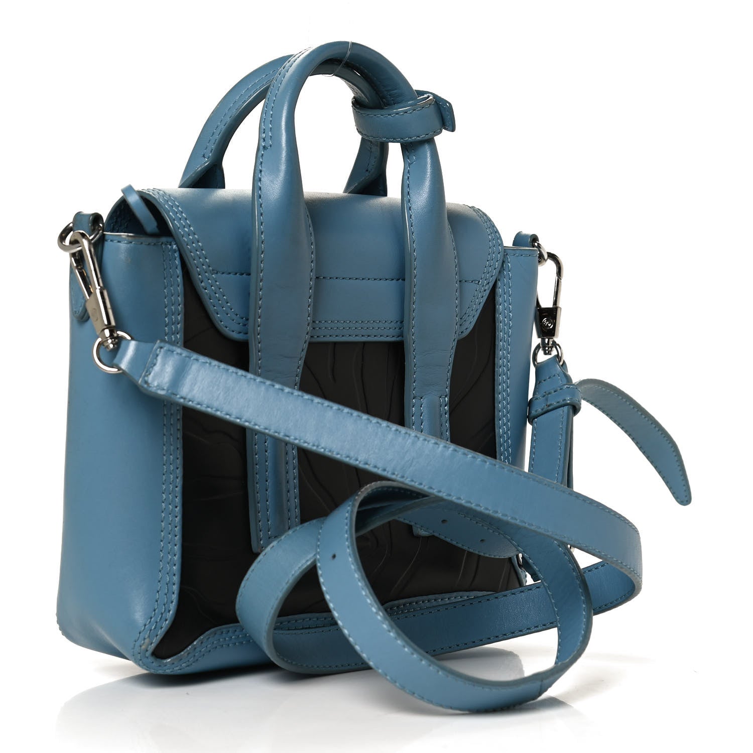 3.1 Phillip Lim Textured Calfskin Mini Pashli Satchel Blue Black 2 of 11