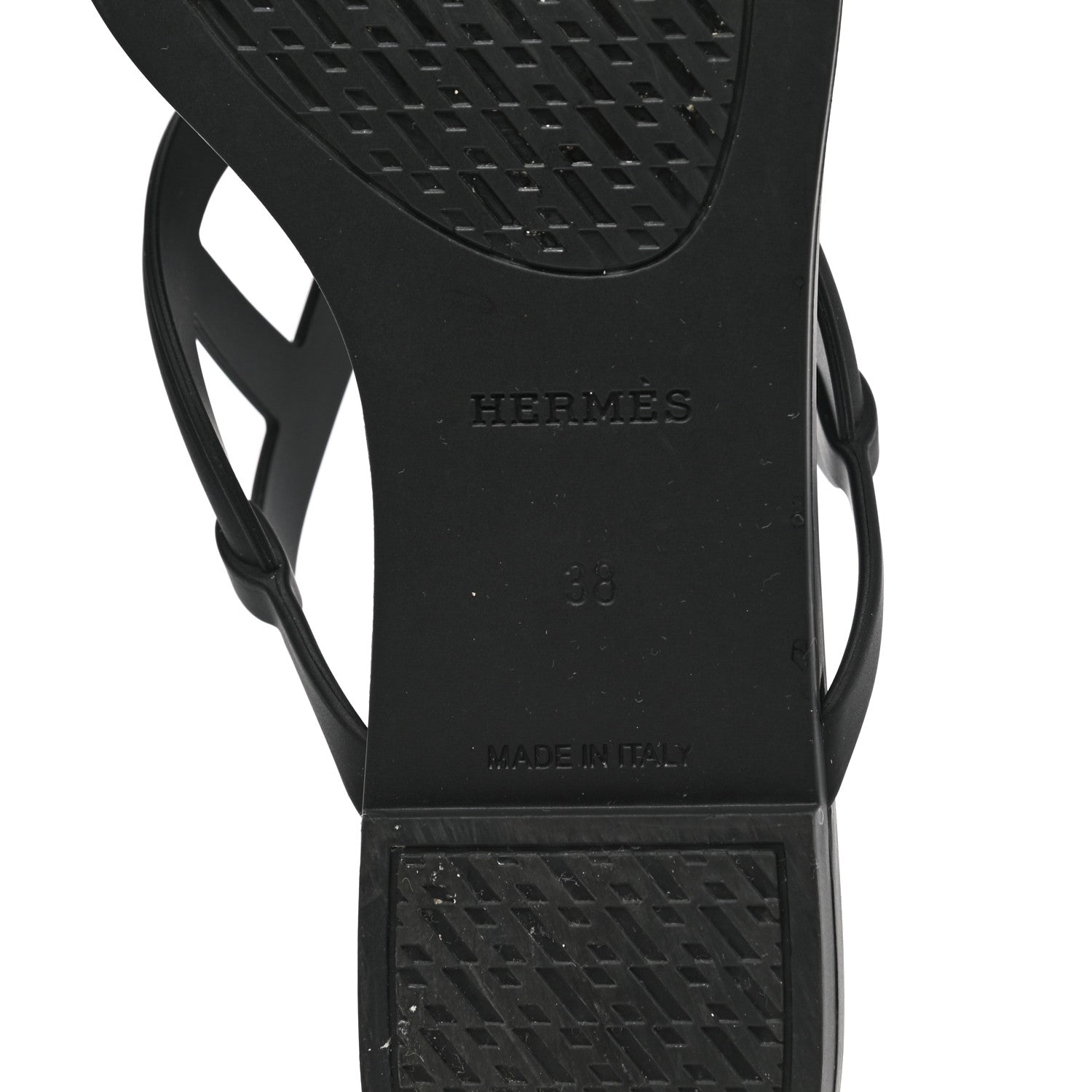 Hermes Rubber Womens Egerie Sandals 37.5 Black 6 of 8