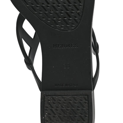 Hermes Rubber Womens Egerie Sandals 37.5 Black 6 of 8