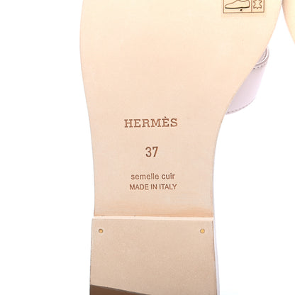 Hermes Box Calfskin Oran Sandals 37 Rose Pale 6 of 8