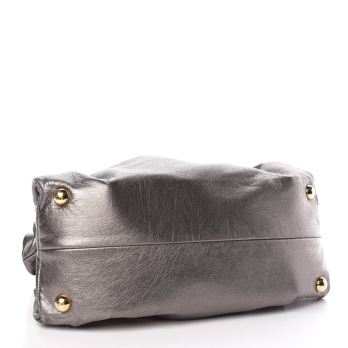 Metallic Calfskin Vanite Studded Dome Satchel Grey