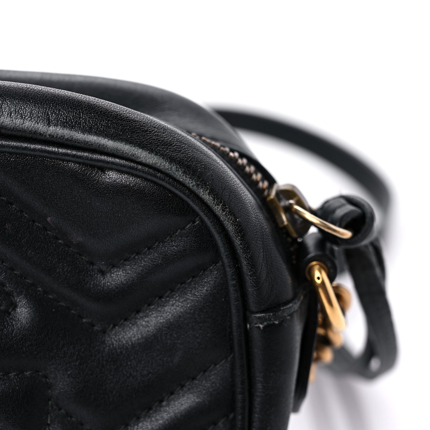 Calfskin Matelasse Mini GG Marmont Chain Shoulder Bag Black