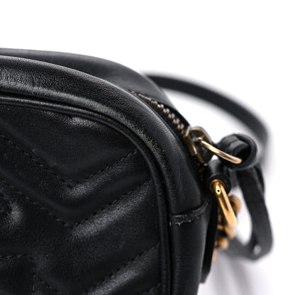Gucci Calfskin Matelasse Mini GG Marmont Chain Shoulder Bag Black 17 of 25