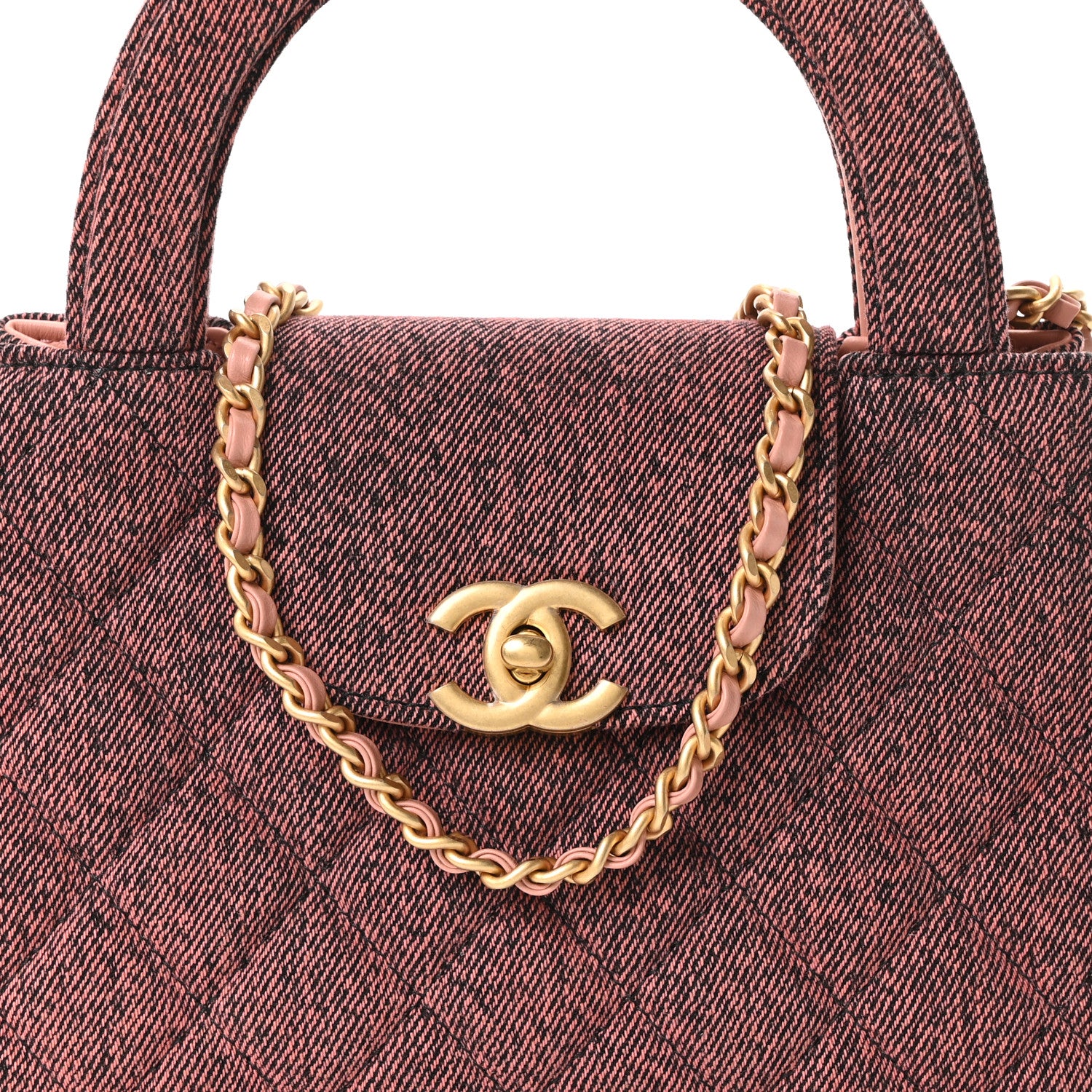 Chanel Denim Quilted Nano Kelly Shopper Orange Black 8 of 11