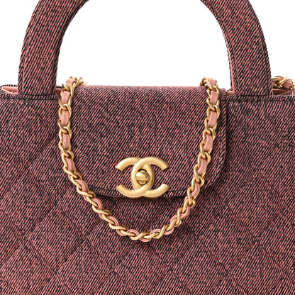 Chanel Denim Quilted Nano Kelly Shopper Orange Black 8 of 11