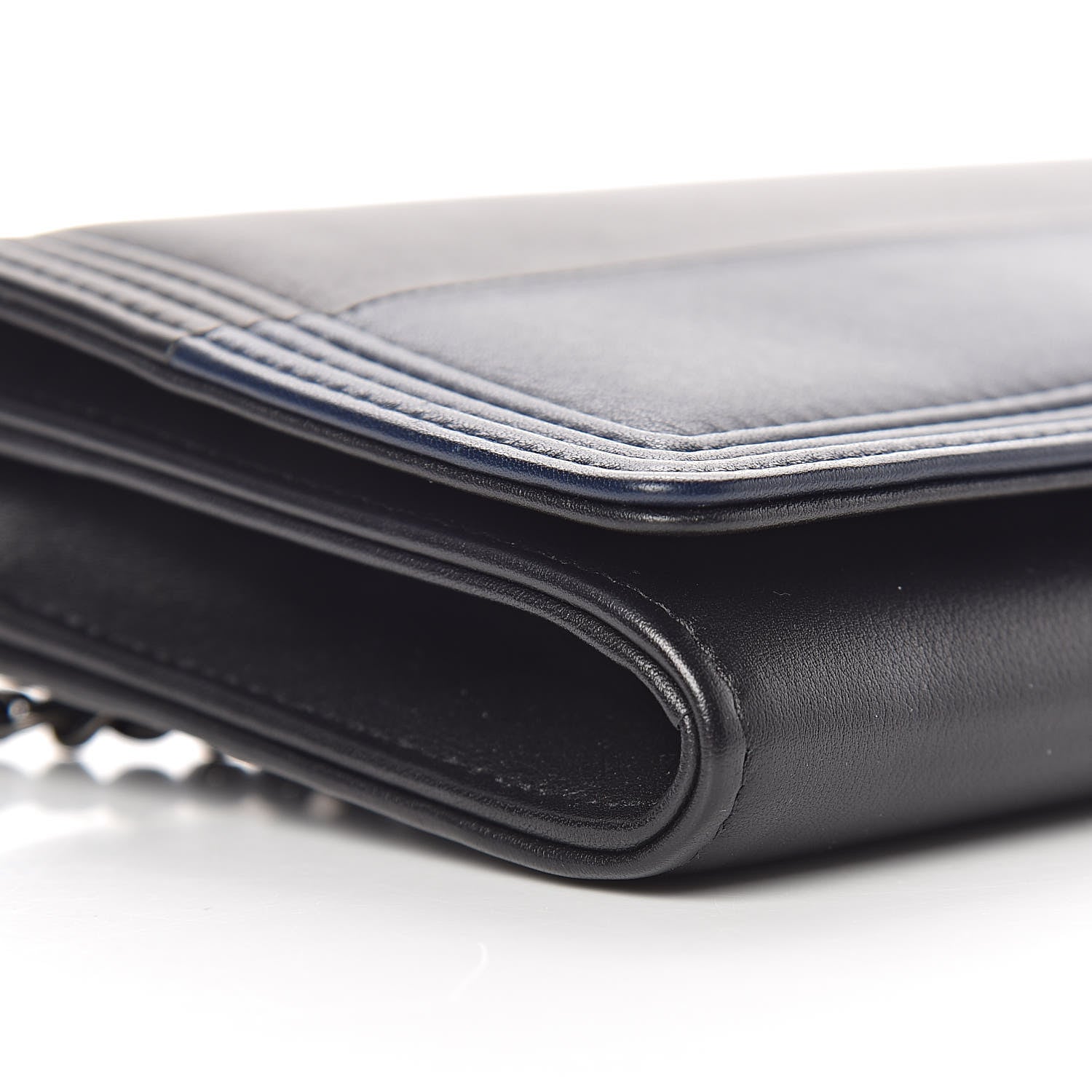 Chanel Lambskin Boy Wallet On Removable Chain WOC Black Navy 10 of 11