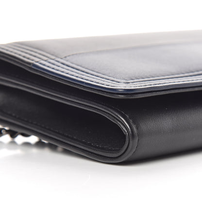 Chanel Lambskin Boy Wallet On Removable Chain WOC Black Navy 10 of 11