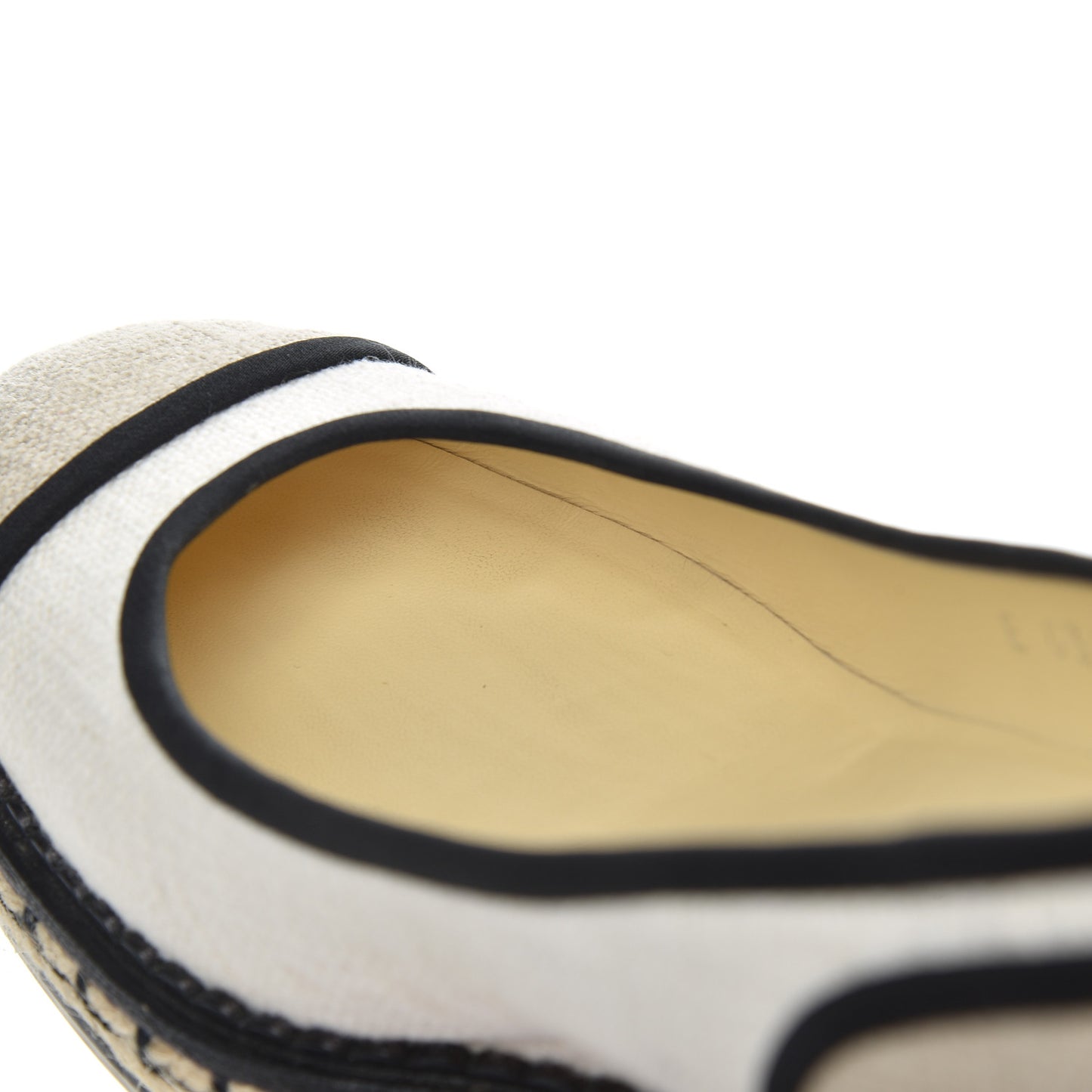 Toile Cap Toe Espadrille Wedges 36.5 Beige Black