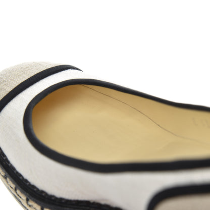 Chanel Toile Cap Toe Espadrille Wedges 36.5 Beige Black 16 of 17