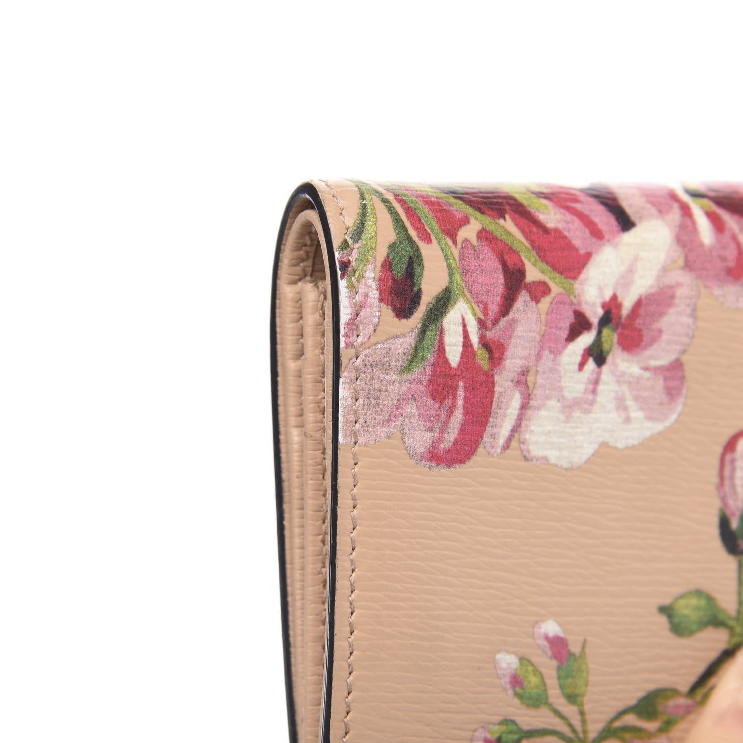 Gucci Shangai Calfskin Blooms Print Card Case Wallet Pink Apricot Multicolor 8 of 11