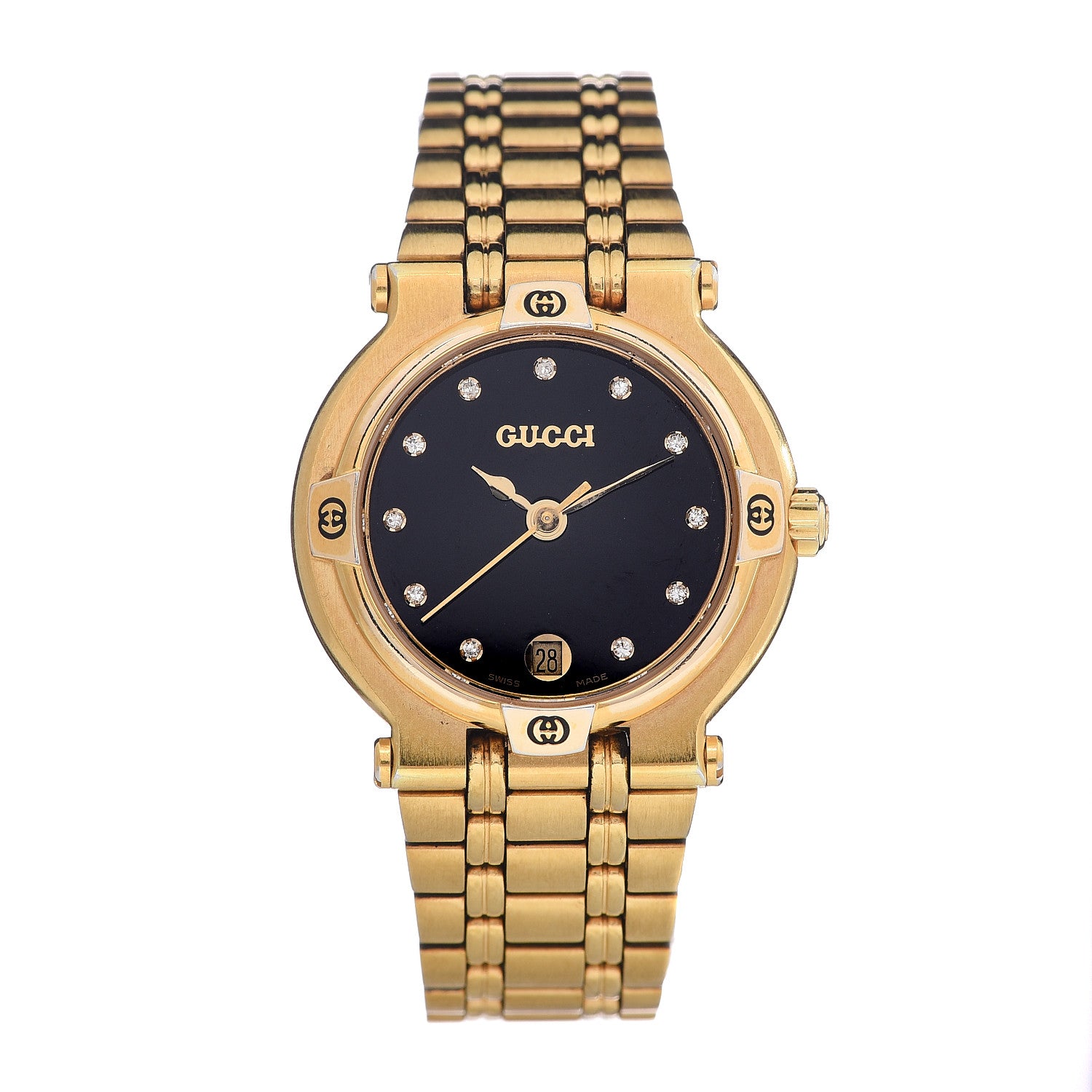 Gucci Stainless Steel Diamond 25mm 9200L Quartz Watch Black 1 of 6