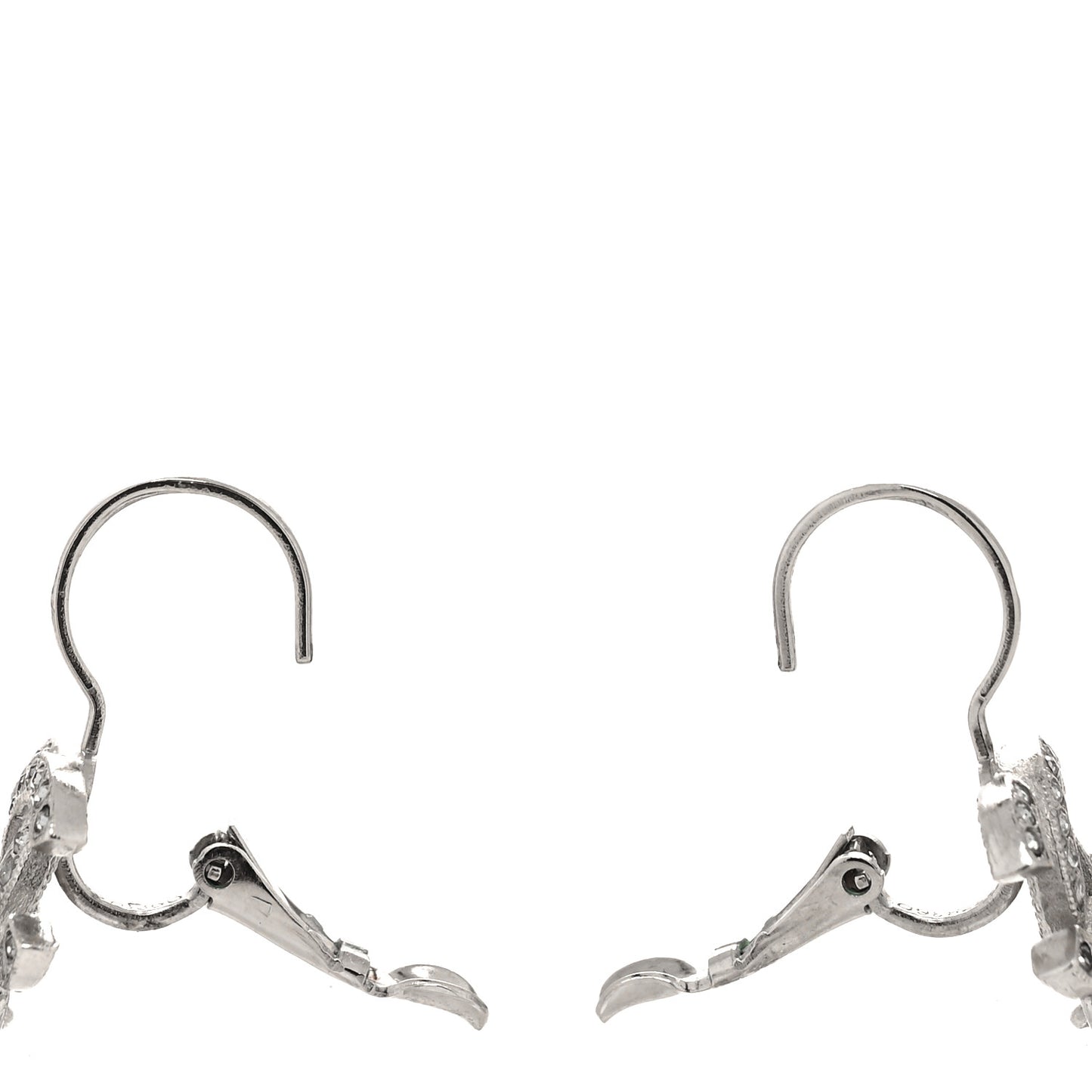 Crystal CC Drop Clip On Earrings Silver Light Pink