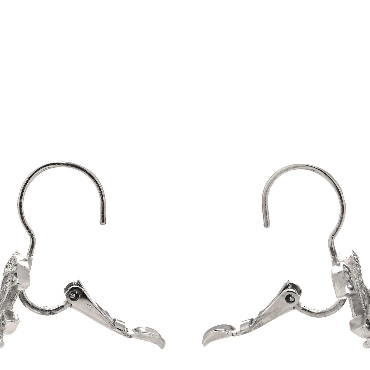 Chanel Crystal CC Drop Clip On Earrings Silver Light Pink 3 of 4