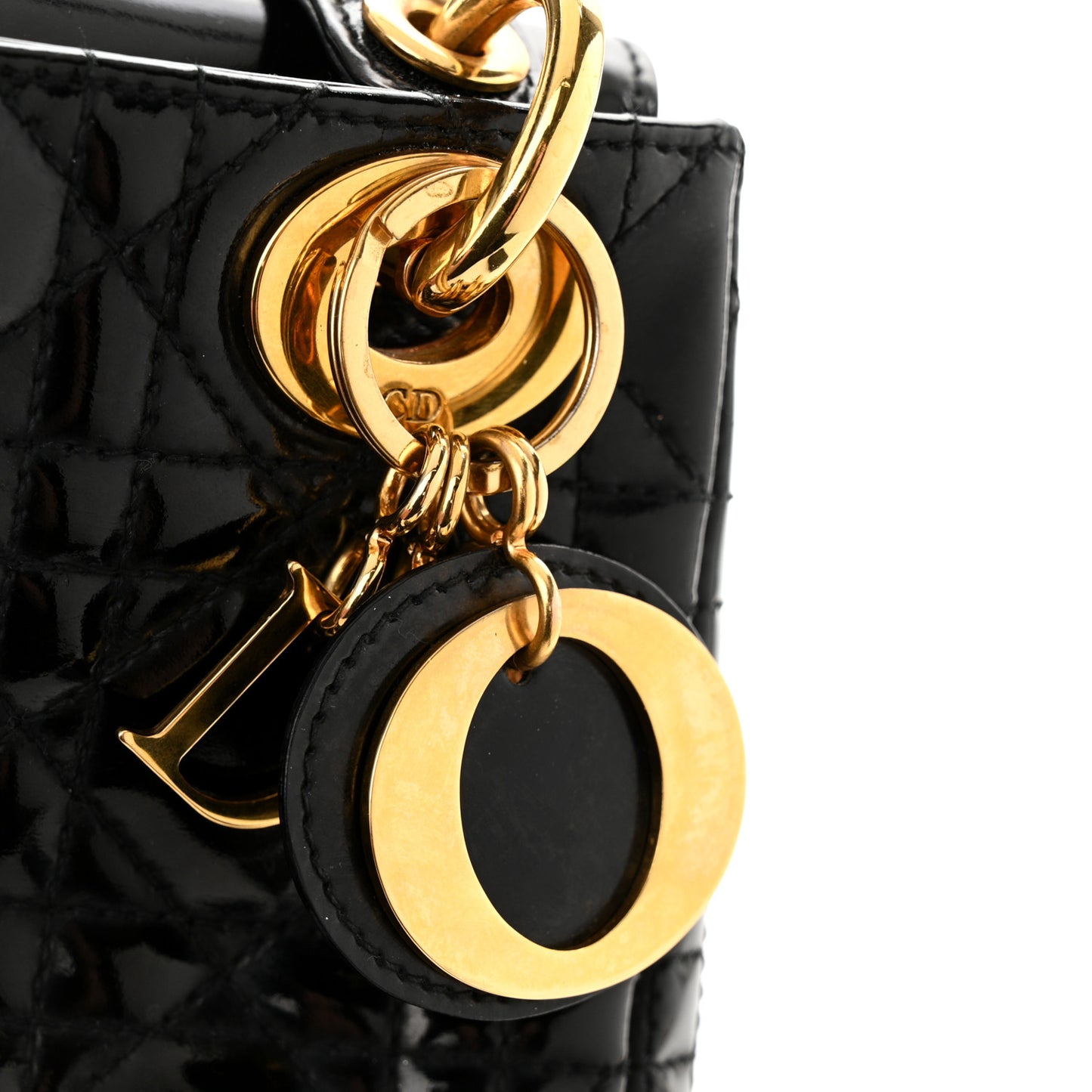 Patent Cannage Mini Lady Dior Black