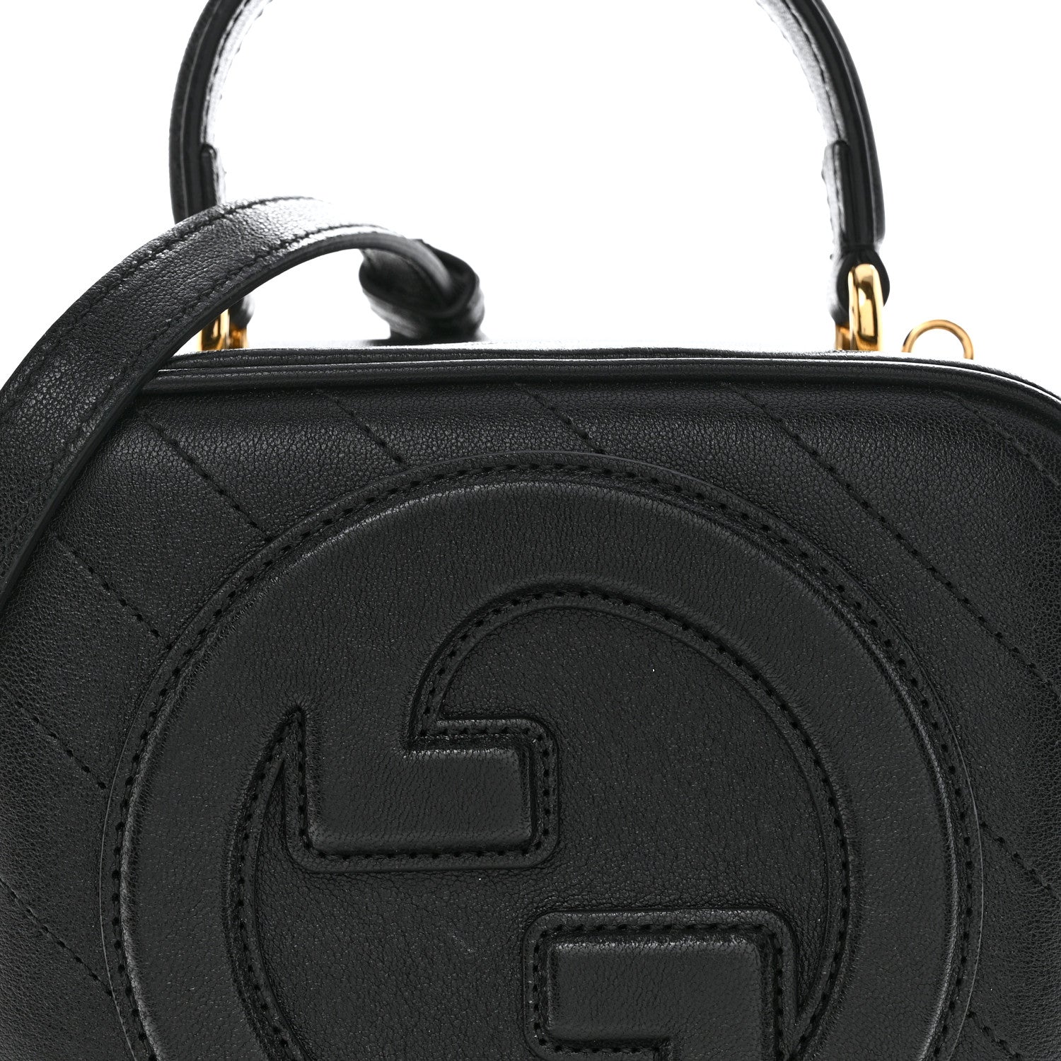 Gucci Sakai Be Green Calfskin Diagonal Stitched Blondie Top Handle Bag Black 8 of 11
