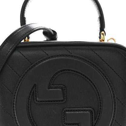 Gucci Sakai Be Green Calfskin Diagonal Stitched Blondie Top Handle Bag Black 8 of 11