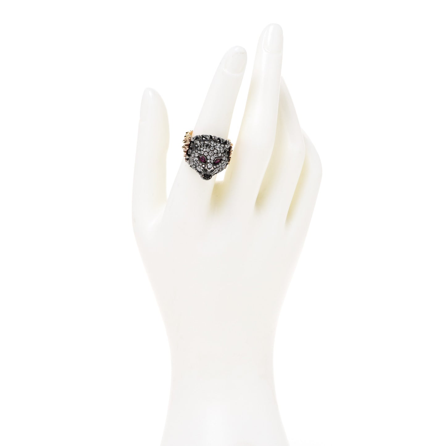 18K Yellow Gold Diamond Ruby Le Marche des Merveilles Tiger Head Ring 53 6.5